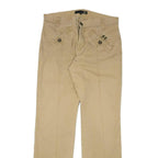 JUST CAVALLI Mens Cotton Blend Beige Regular Trousers W34 L34 Casual Zip Closure