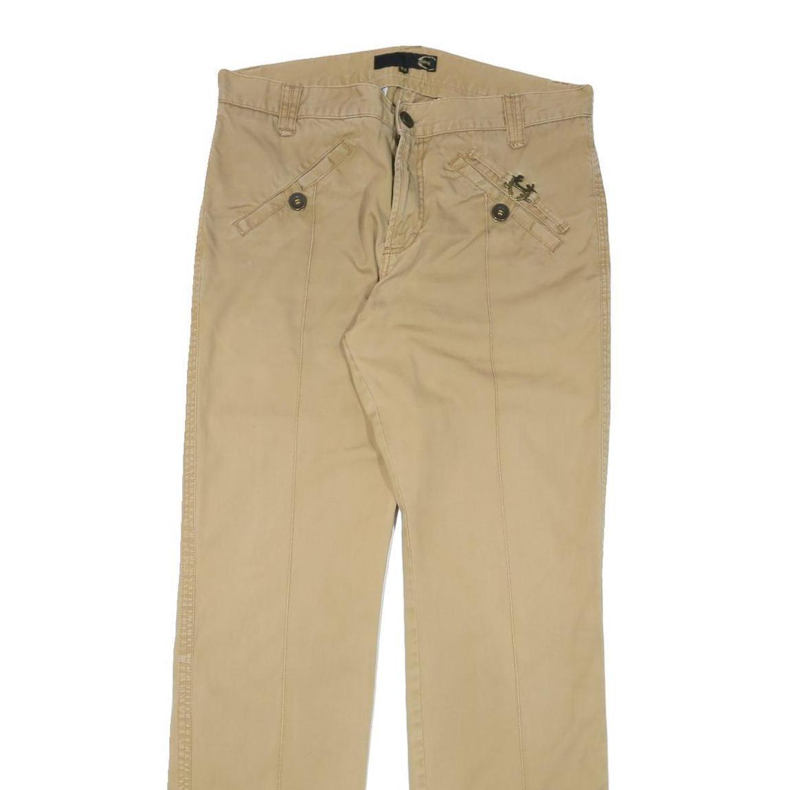 JUST CAVALLI Mens Cotton Blend Beige Regular Trousers W34 L34 Casual Zip Closure