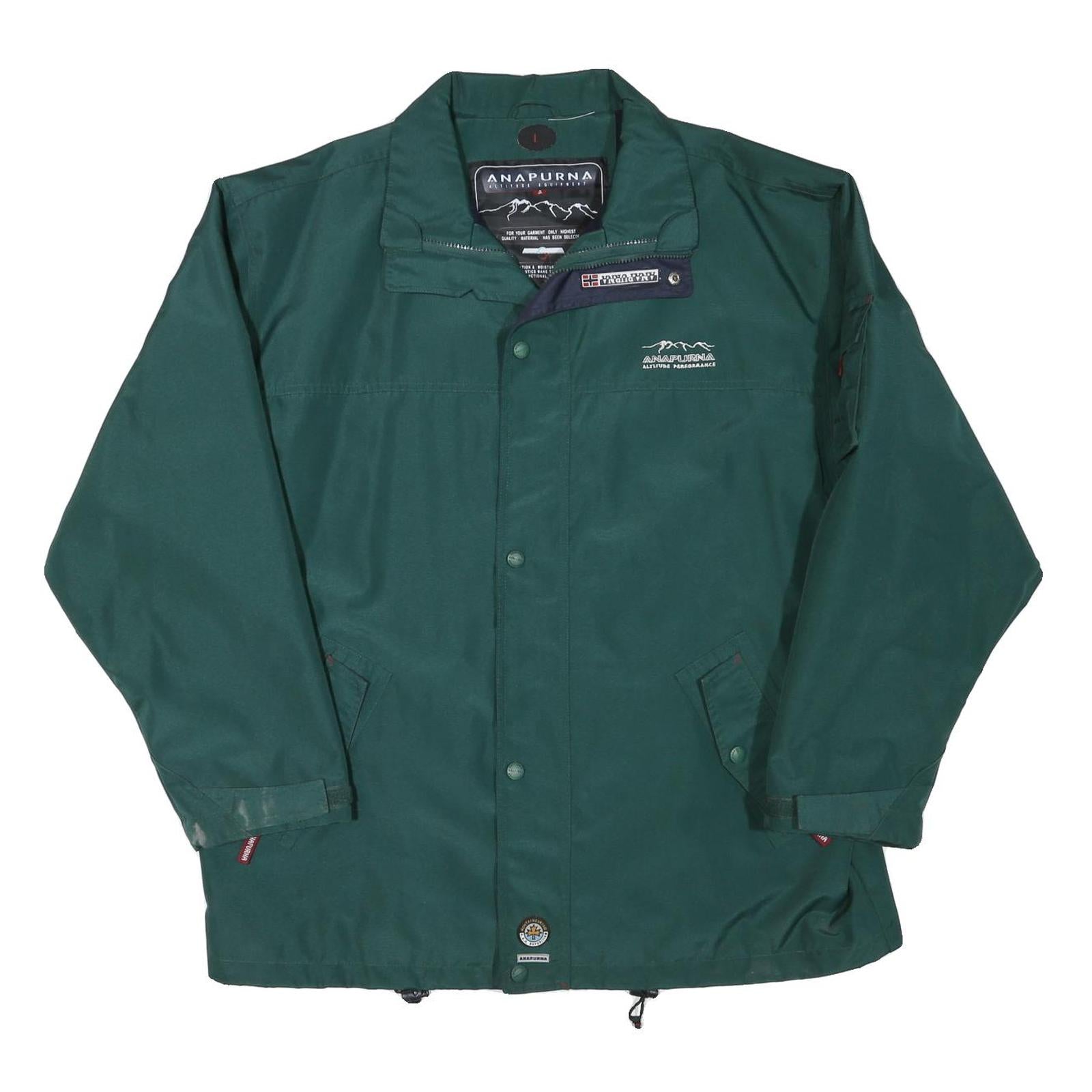 ANAPURNA Womens Green Jacket L Polyester Blend Plain Zip Outdoor Lightweight