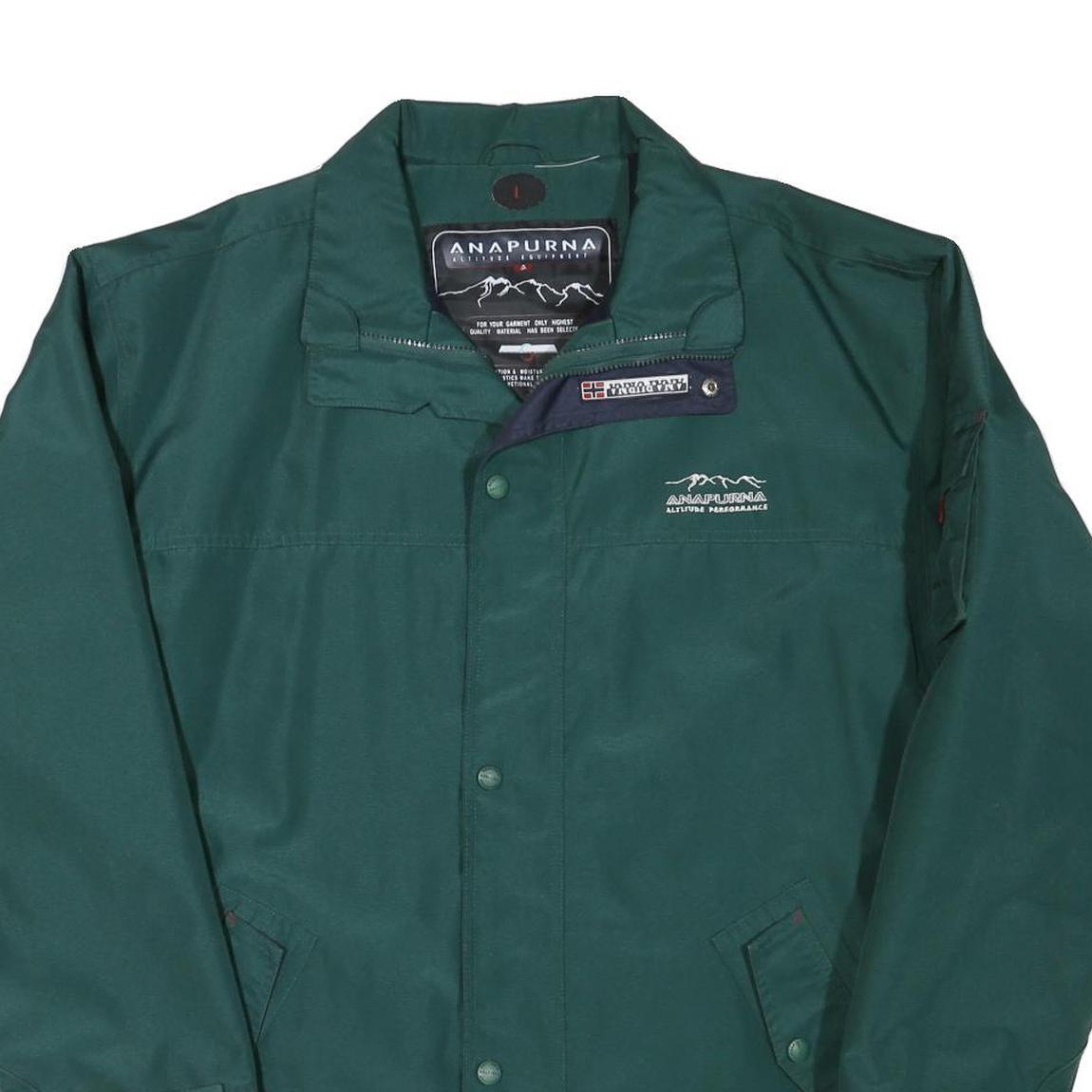 ANAPURNA Womens Green Jacket L Polyester Blend Plain Zip Outdoor Lightweight