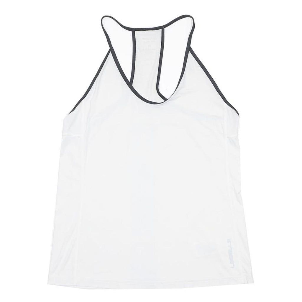 REEBOK Mens White & Black Graphic Racerback M Vest Crew Neck Summer Sport
