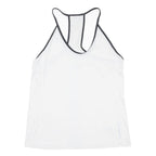REEBOK Mens White & Black Graphic Racerback M Vest Crew Neck Summer Sport