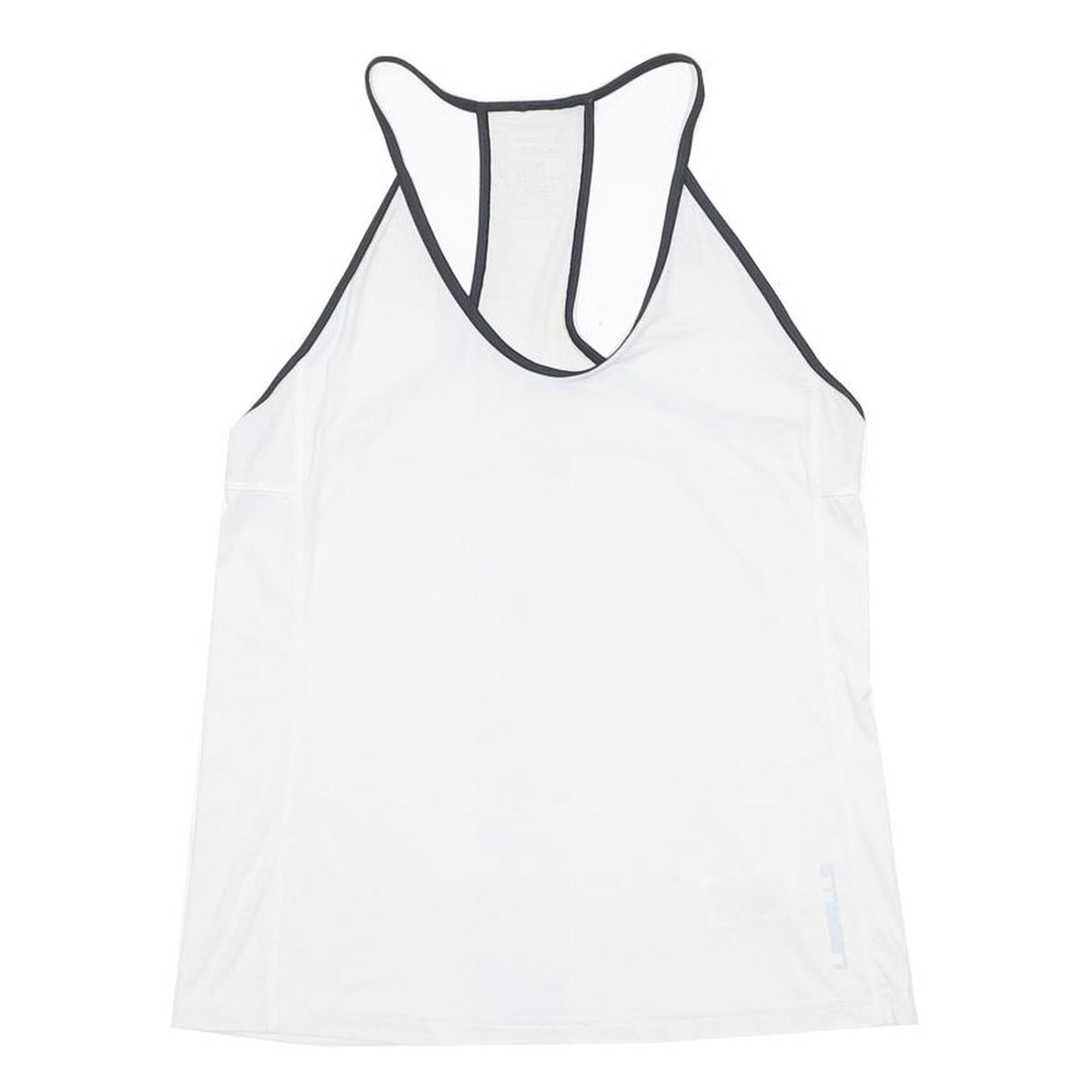 REEBOK Mens White & Black Graphic Racerback M Vest Crew Neck Summer Sport