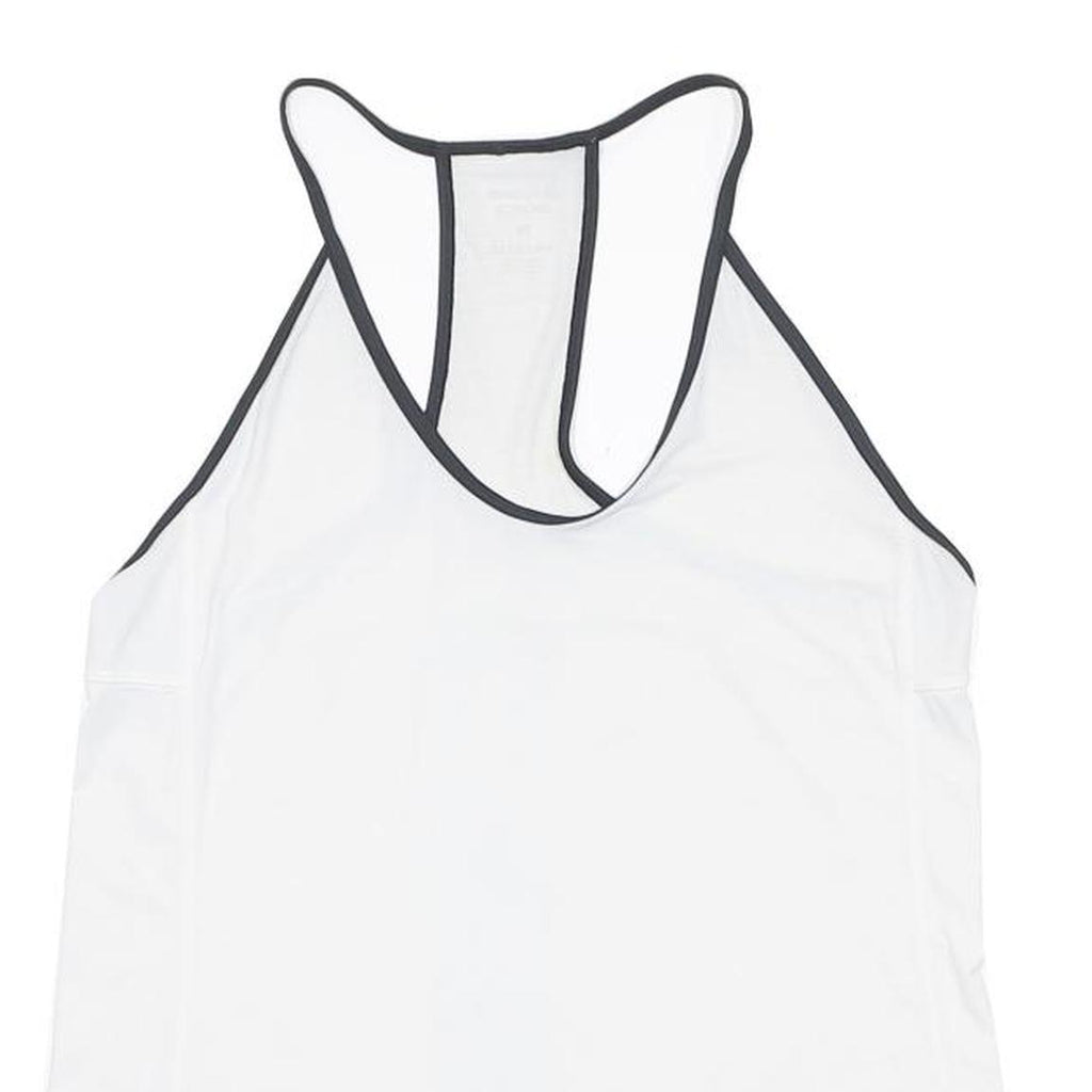 REEBOK Mens White & Black Graphic Racerback M Vest Crew Neck Summer Sport