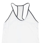 REEBOK Mens White & Black Graphic Racerback M Vest Crew Neck Summer Sport