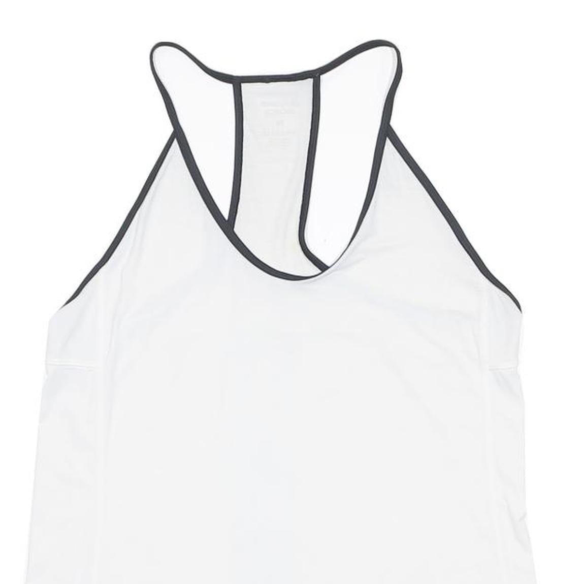 REEBOK Mens White & Black Graphic Racerback M Vest Crew Neck Summer Sport