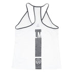 REEBOK Mens White & Black Graphic Racerback M Vest Crew Neck Summer Sport