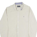 NAUTICA Mens Beige & Blue Check Shirt L Classic Fit Cotton Button-Down Collar
