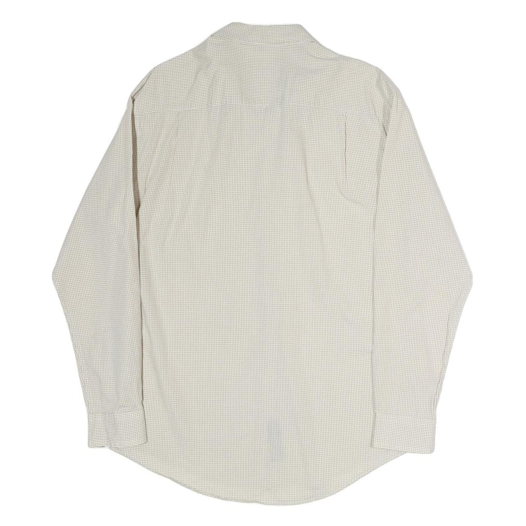 NAUTICA Mens Beige & Blue Check Shirt L Classic Fit Cotton Button-Down Collar