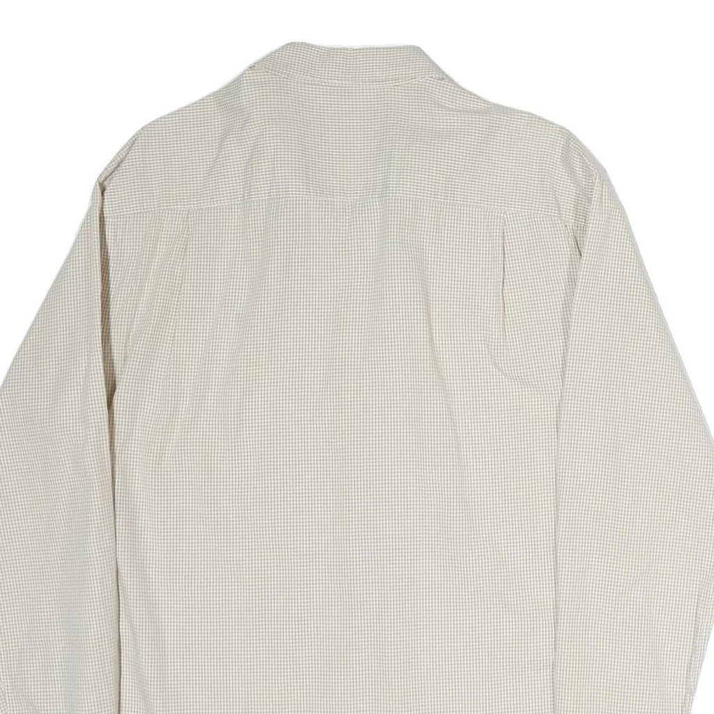 NAUTICA Mens Beige & Blue Check Shirt L Classic Fit Cotton Button-Down Collar