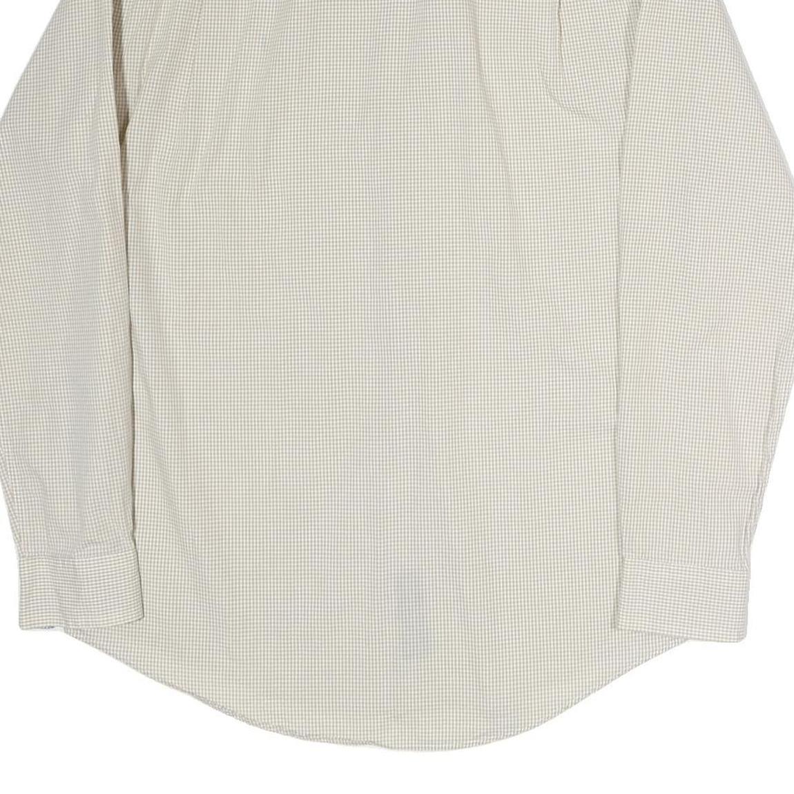 NAUTICA Mens Beige & Blue Check Shirt L Classic Fit Cotton Button-Down Collar