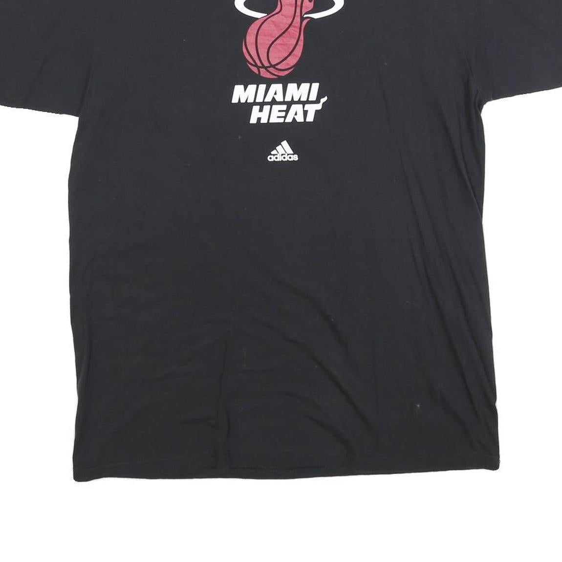 ADIDAS Mens Black Miami Heat Graphic T-Shirt L Short Sleeve Crew Neck Sportswear