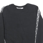 FILA Womens Black Sweatshirt Crew Neck UK 16 Cotton Blend Logo Tape Stripe