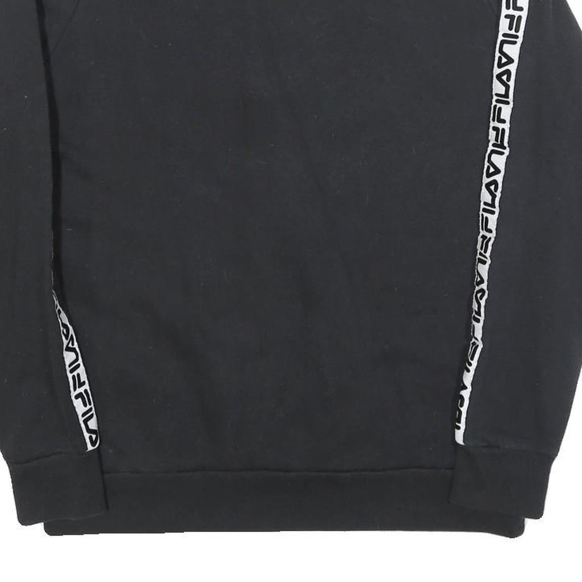 FILA Womens Black Sweatshirt Crew Neck UK 16 Cotton Blend Logo Tape Stripe