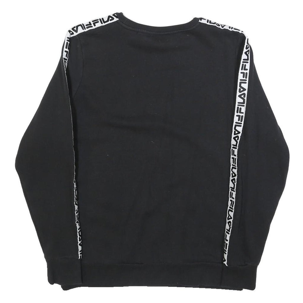 FILA Womens Black Sweatshirt Crew Neck UK 16 Cotton Blend Logo Tape Stripe