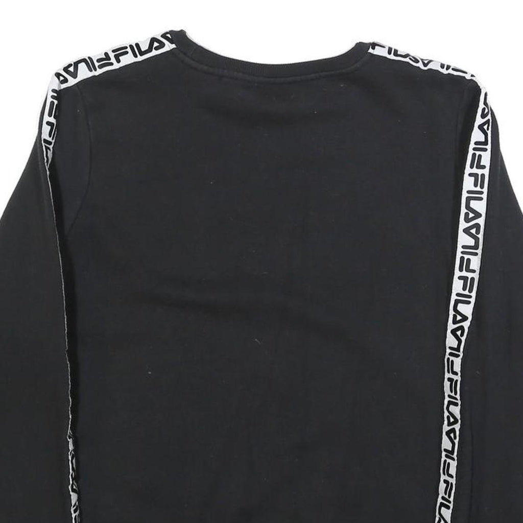FILA Womens Black Sweatshirt Crew Neck UK 16 Cotton Blend Logo Tape Stripe
