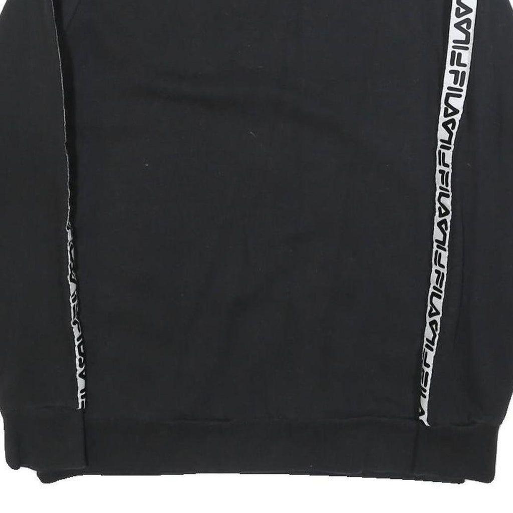 FILA Womens Black Sweatshirt Crew Neck UK 16 Cotton Blend Logo Tape Stripe