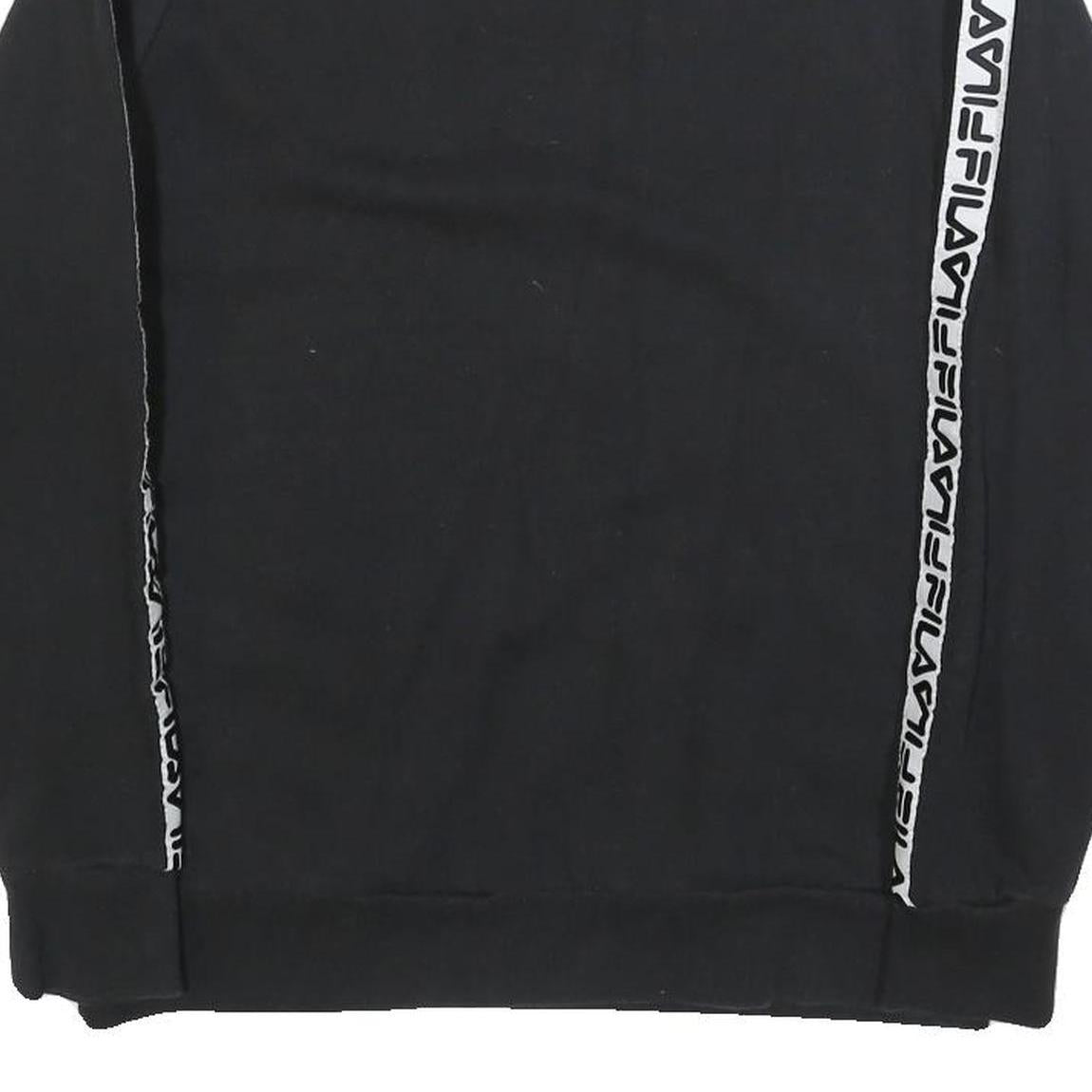 FILA Womens Black Sweatshirt Crew Neck UK 16 Cotton Blend Logo Tape Stripe