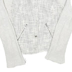 Womens White Textured Button Jacket UK 6 Polyester Blend Knit Classic Outerwear