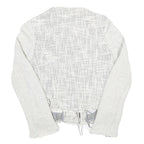 Womens White Textured Button Jacket UK 6 Polyester Blend Knit Classic Outerwear