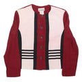 PERCEPTIONS Womens Red & Cream Striped Button Jacket M Acetate Classic Stylish