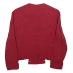 PERCEPTIONS Womens Red & Cream Striped Button Jacket M Acetate Classic Stylish