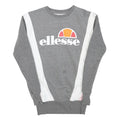 ELLESSE Womens Grey & White Crew Neck UK 6 Cotton Blend Sweatshirt Casual