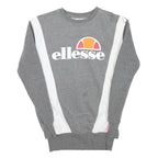 ELLESSE Womens Grey & White Crew Neck UK 6 Cotton Blend Sweatshirt Casual