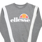 ELLESSE Womens Grey & White Crew Neck UK 6 Cotton Blend Sweatshirt Casual
