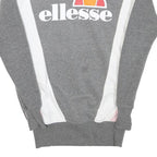 ELLESSE Womens Grey & White Crew Neck UK 6 Cotton Blend Sweatshirt Casual