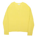 M&S Womens Yellow Plain Cotton Blend Patterned V-Neck Basic Knit Jumper L