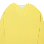 M&S Womens Yellow Plain Cotton Blend Patterned V-Neck Basic Knit Jumper L