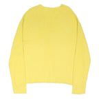 M&S Womens Yellow Plain Cotton Blend Patterned V-Neck Basic Knit Jumper L