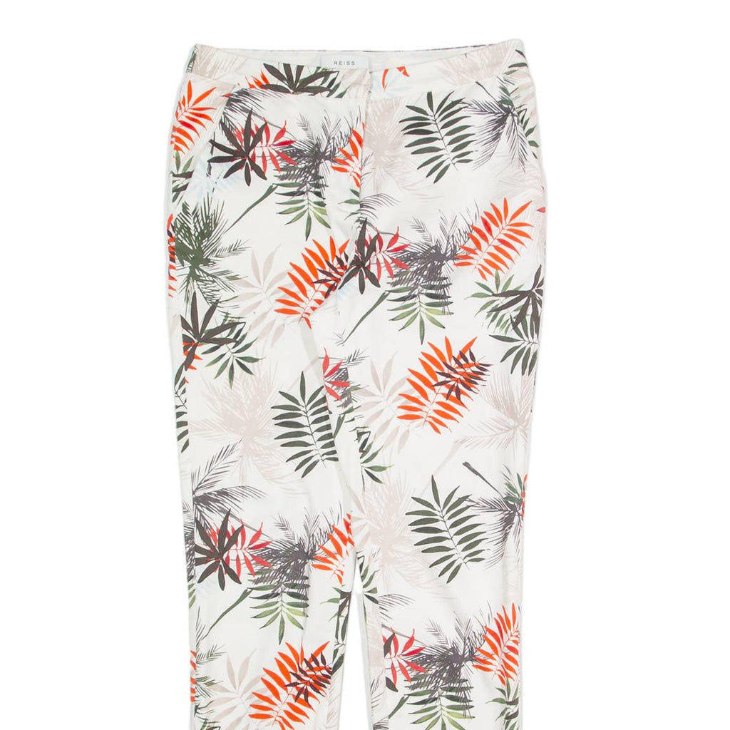 REISS Selena Floral Womens Trousers Beige Slim Skinny W26 L28