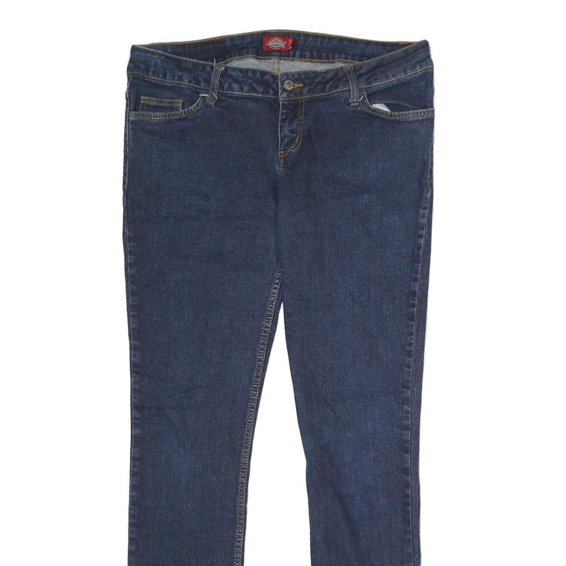 DICKIES Womens Regular Fit Straight Denim Jeans Blue Cotton Blend W34 L32