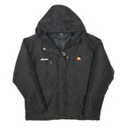 ELLESSE Womens Black Zip Hooded Jacket UK 12 Polyester Blend Casual Outerwear