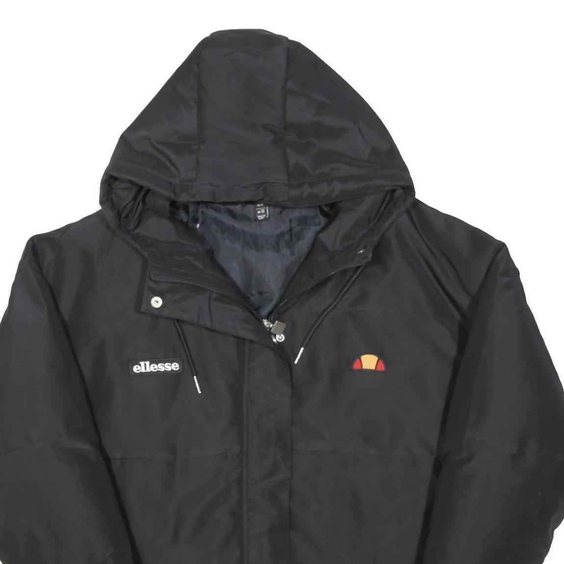 ELLESSE Womens Black Zip Hooded Jacket UK 12 Polyester Blend Casual Outerwear