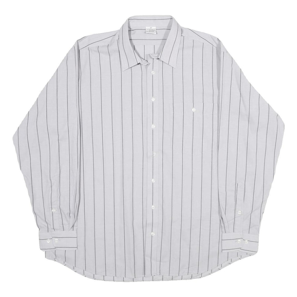 Mens White & Black Striped Casual Shirt 2XL Cotton Blend Classic Comfort