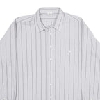 Mens White & Black Striped Casual Shirt 2XL Cotton Blend Classic Comfort