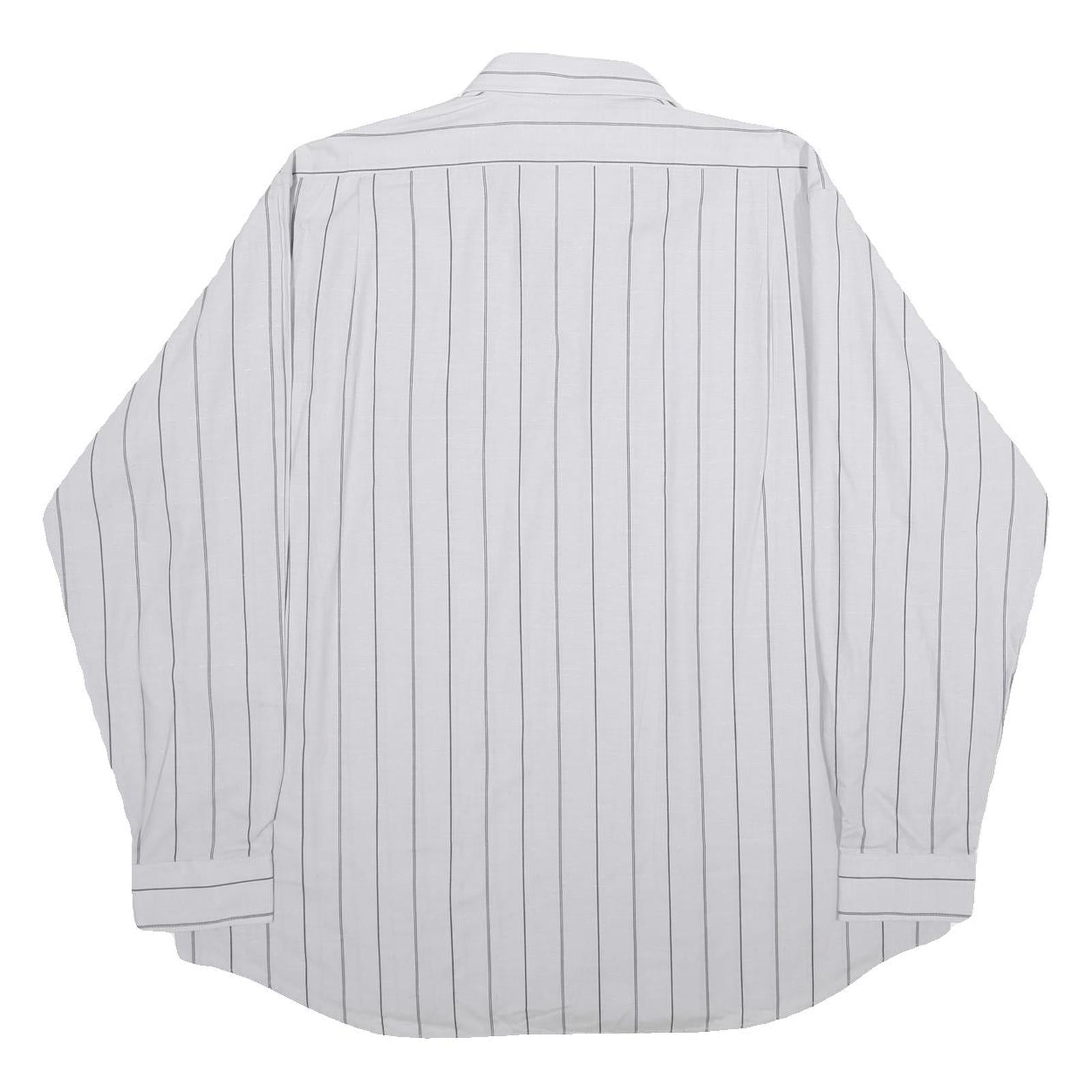 Mens White & Black Striped Casual Shirt 2XL Cotton Blend Classic Comfort