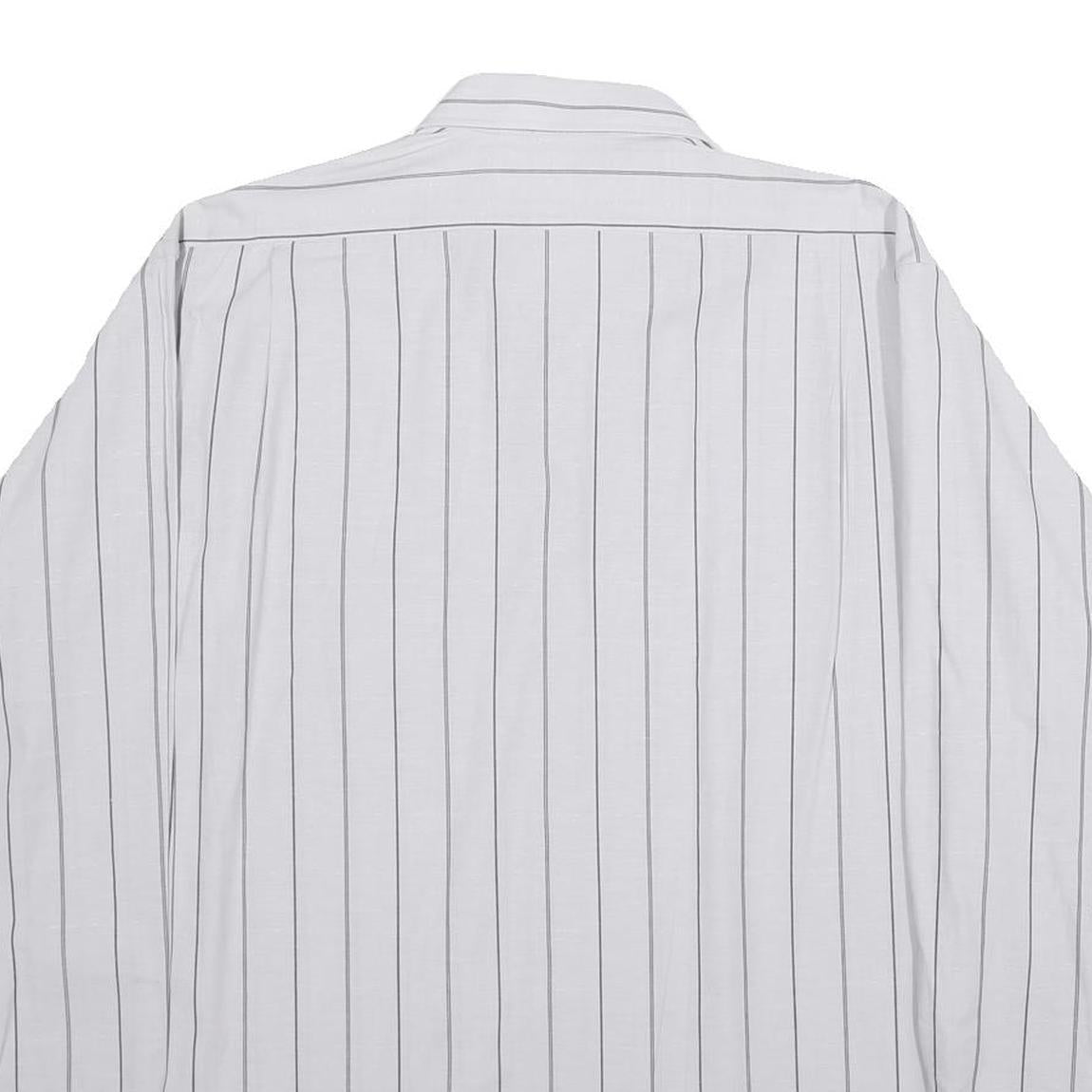 Mens White & Black Striped Casual Shirt 2XL Cotton Blend Classic Comfort