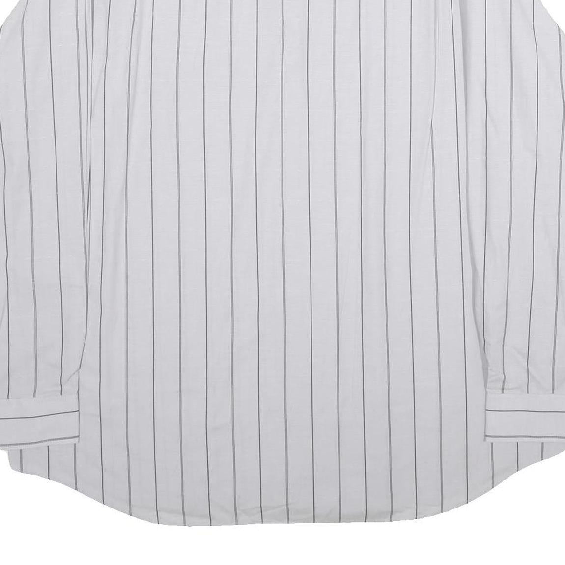 Mens White & Black Striped Casual Shirt 2XL Cotton Blend Classic Comfort