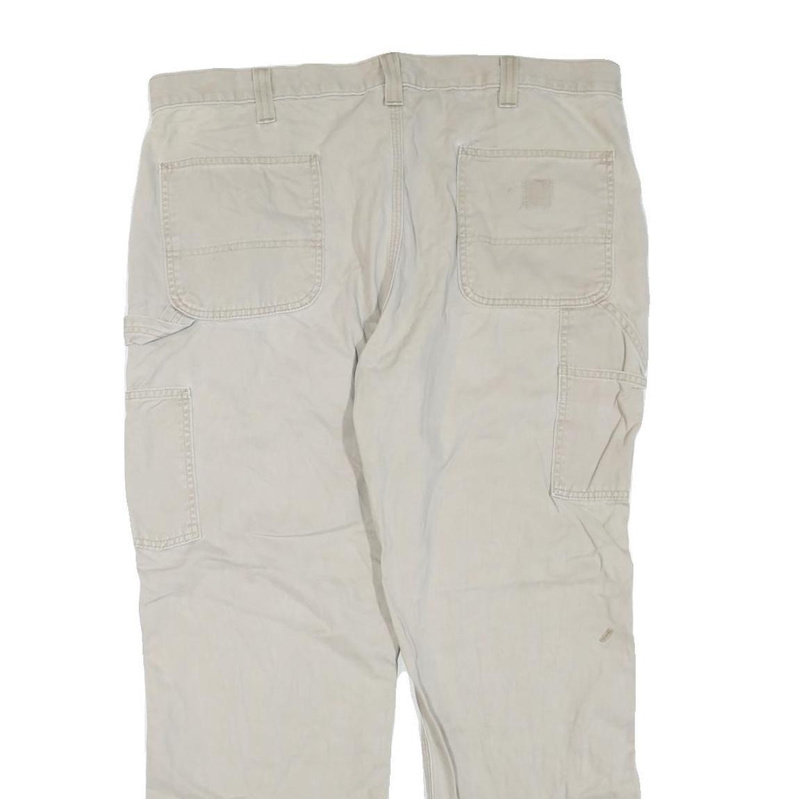 CARHARTT Mens Cotton Blend Cream Regular Fit Straight Leg Trousers W40 L30