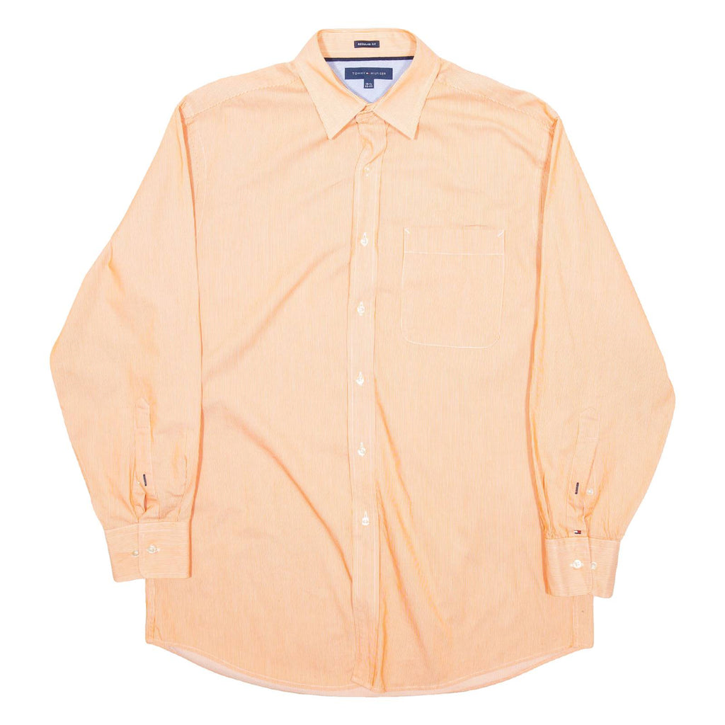 TOMMY HILFIGER Mens Plain Shirt Orange Long Sleeve M