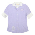 LA MARTINA Womens Purple & White Cotton Shirt S Embroidered Polo Style