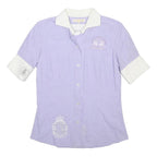 LA MARTINA Womens Purple & White Cotton Shirt S Embroidered Polo Style