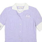LA MARTINA Womens Purple & White Cotton Shirt S Embroidered Polo Style