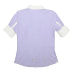 LA MARTINA Womens Purple & White Cotton Shirt S Embroidered Polo Style