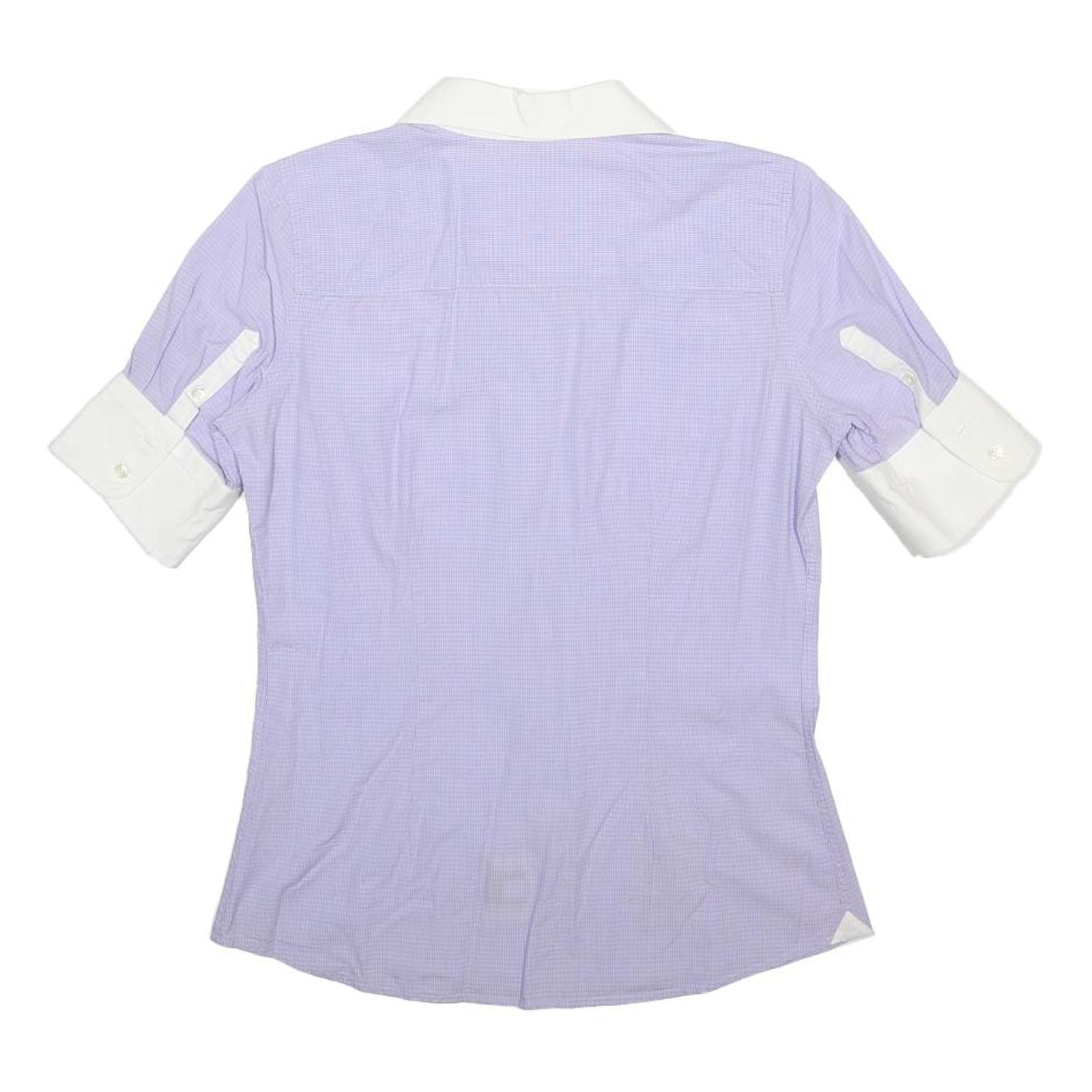LA MARTINA Womens Purple & White Cotton Shirt S Embroidered Polo Style