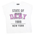 DKNY Womens White Graphic T-Shirt M Short Sleeve Crew Neck Cotton Blend